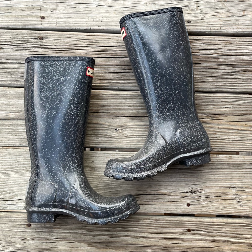 Grey glitter hunter boots - Picture 2 of 6